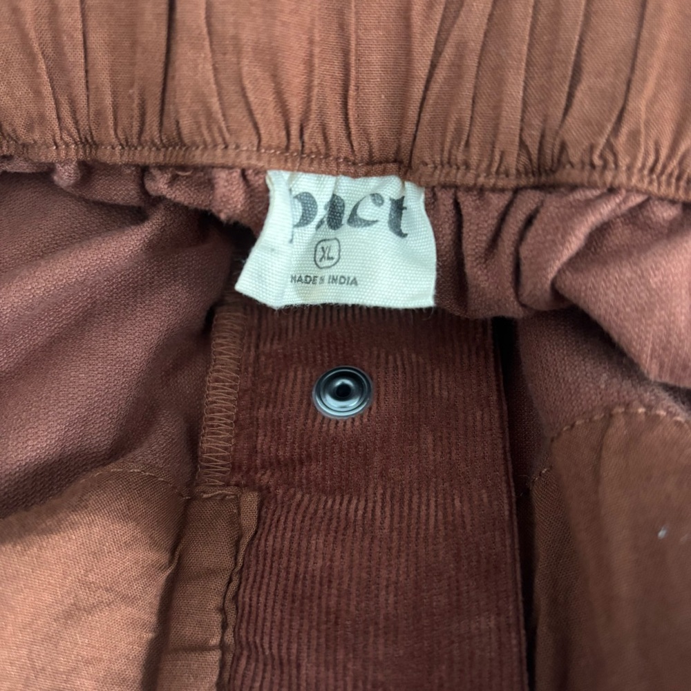 NWOT Pact Women's Size XL Brown Corduroy Elastic Waist Wide Leg Pant - Picture 2 of 4